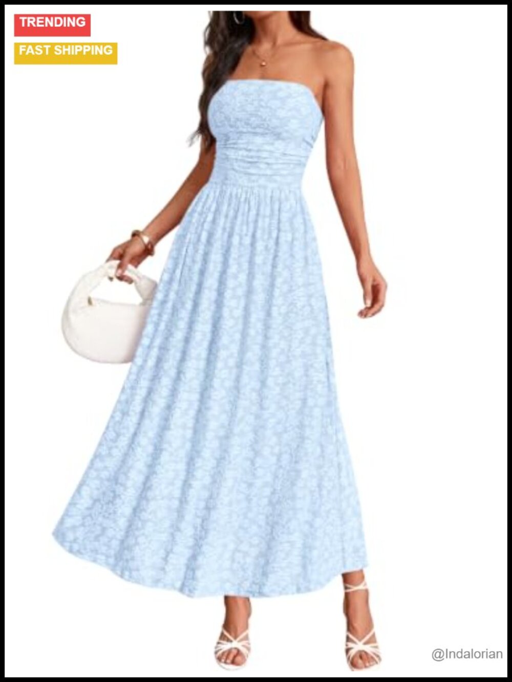 Women's Strapless Floral Maxi Dress Ruched A-Line Cocktail Wedding Guest